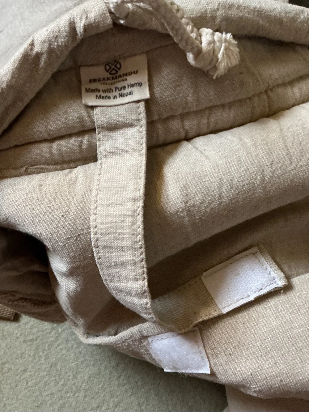 Neutral Tan Canvas Drawstring Backpack with Flap - Casual Everyday Pack